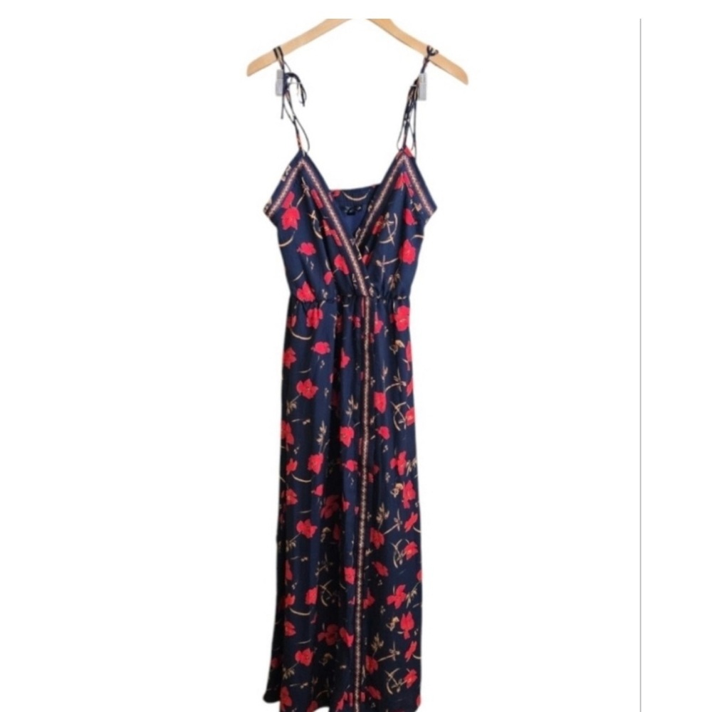 Floral Navy and Red Maxi Dress